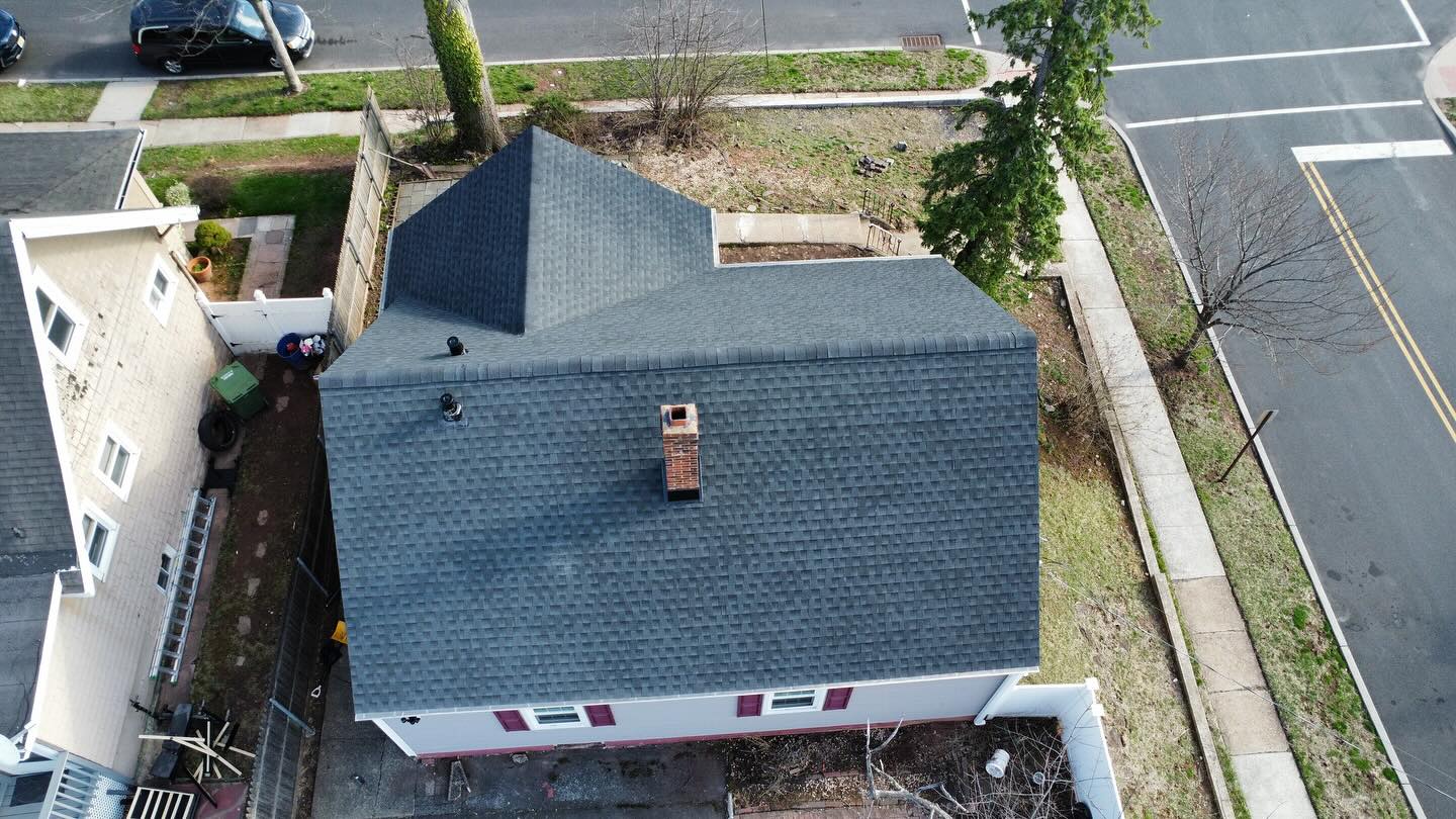 GAF Timberline HDZ roof replacement in Roselle NJ — pair with seamless gutters